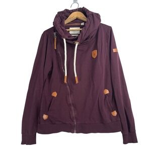 Wanakome Hestia Asymmetric Zip Hoodie Plum Purple Cowl Neck Womens Large L